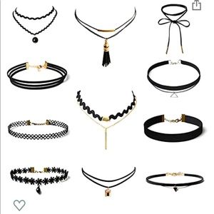 Set of black chokers - brand new!